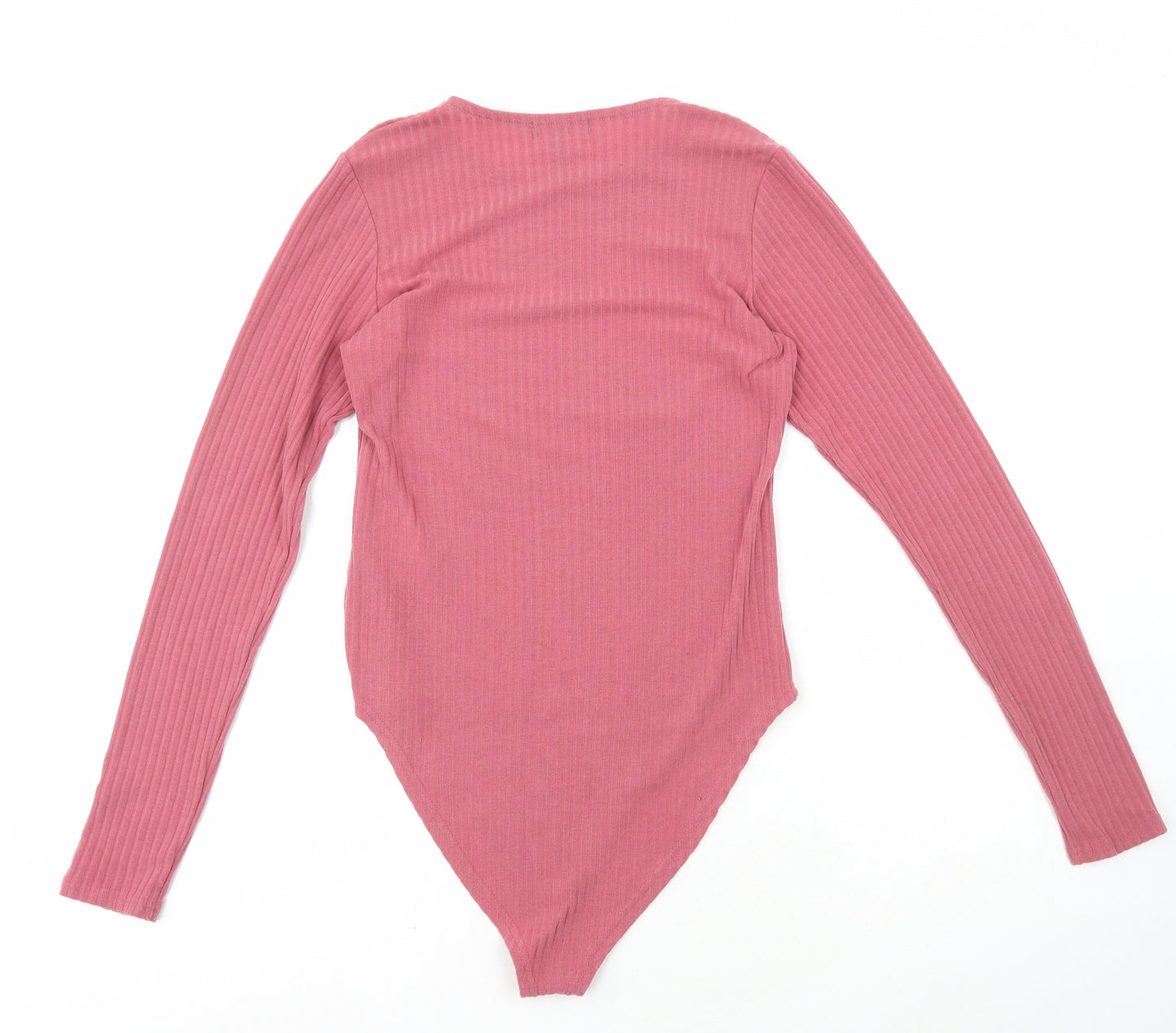 New Look Womens Pink Polyester Basic T-Shirt Size 12 Round Neck