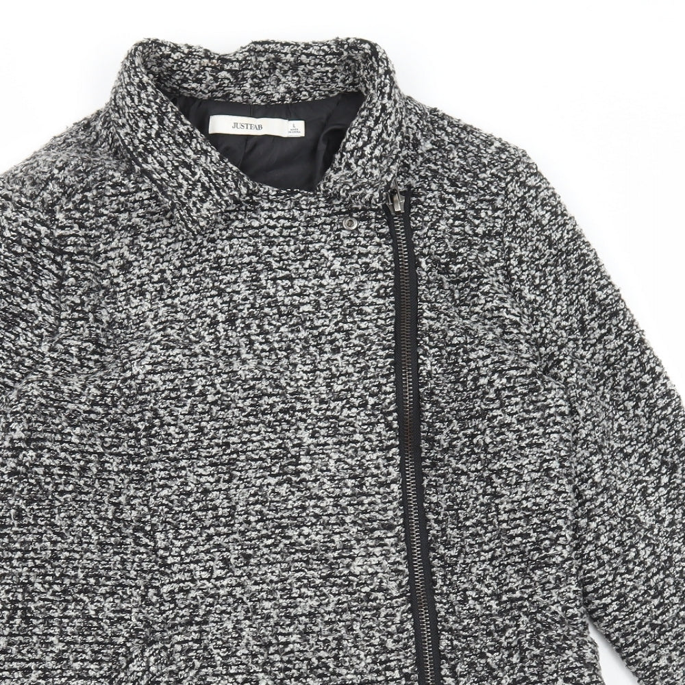 JustFab Womens Grey Jacket Coat Size L