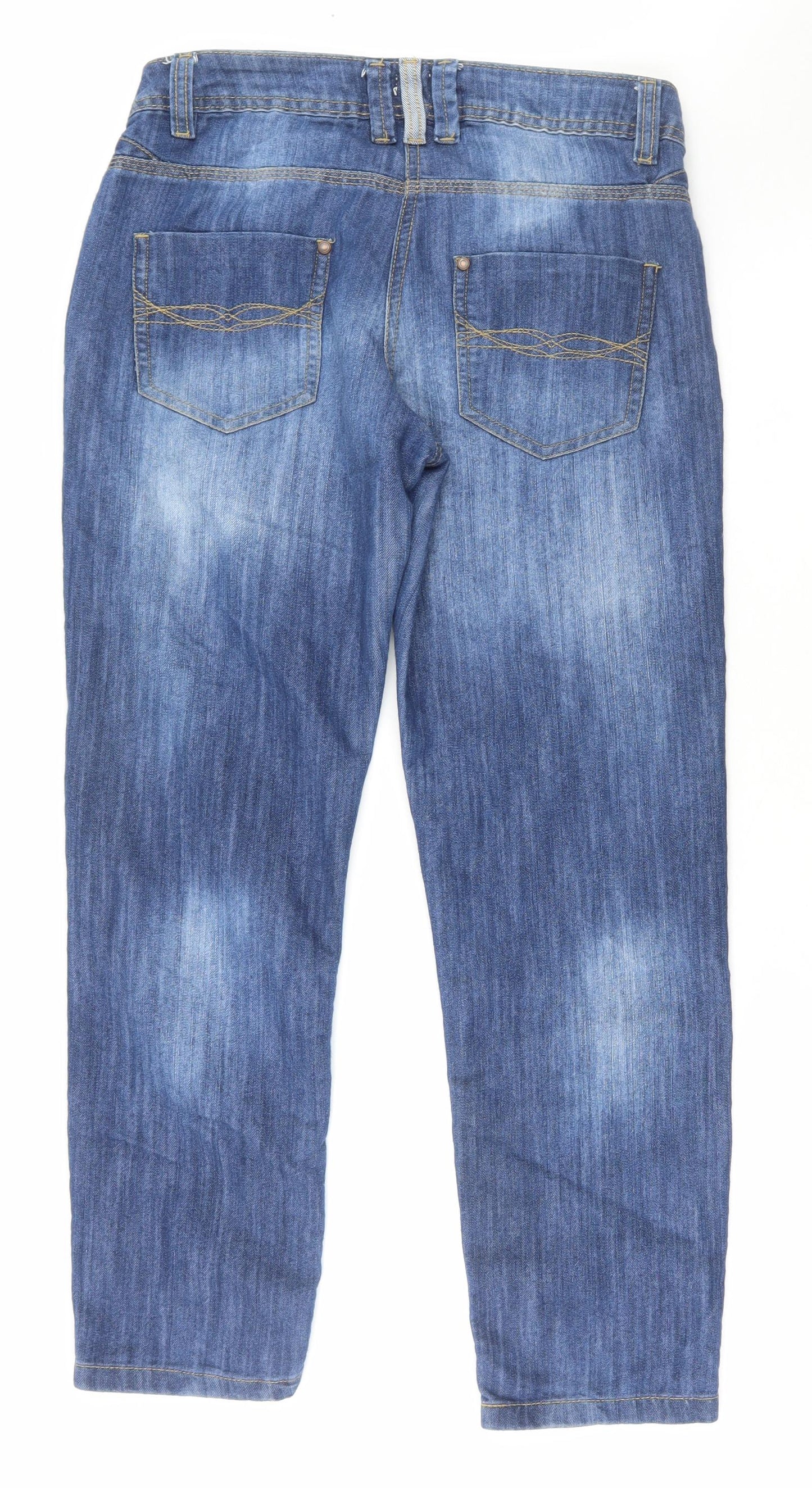 F&F Womens Blue Cotton Straight Jeans Size 8 L26 in Regular