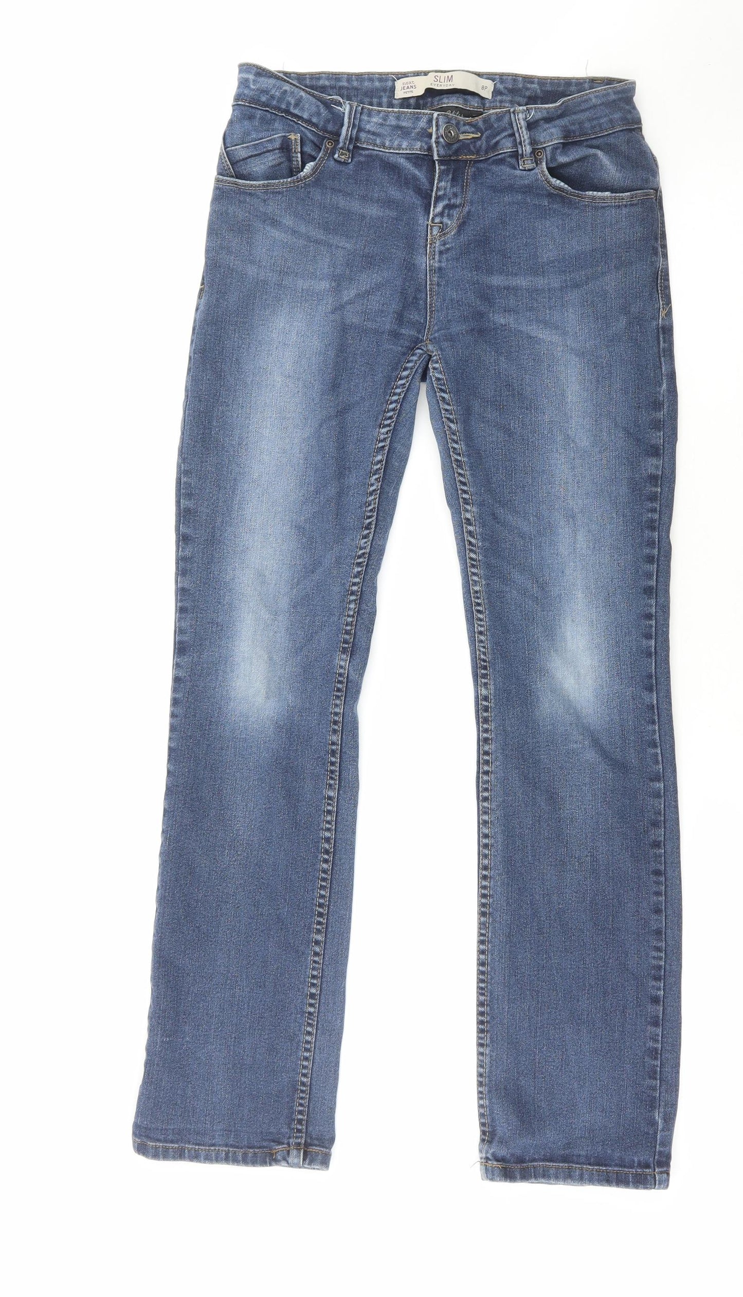 NEXT Womens Blue Cotton Straight Jeans Size 8 L27 in Regular