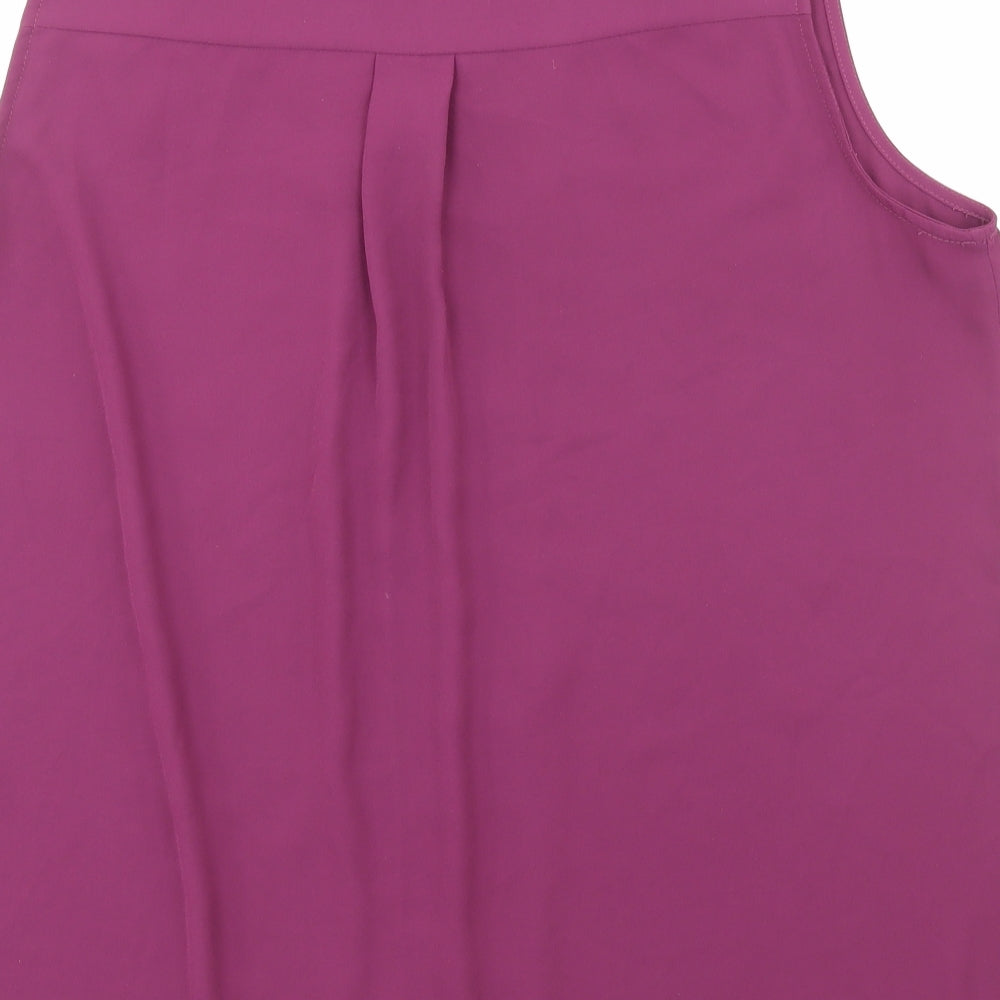 Marks and Spencer Womens Purple Polyester Basic Blouse Size 16 V-Neck