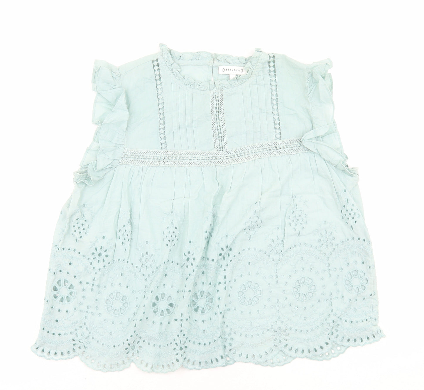 Warehouse Womens Green Polyester Basic Blouse Size 16 High Neck