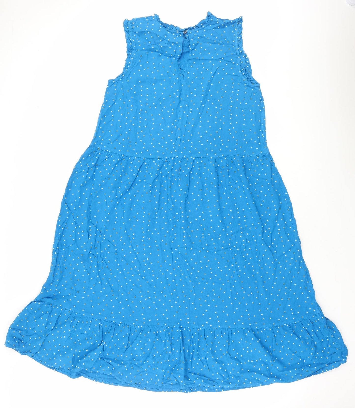 Monsoon Womens Blue Polka Dot Viscose A-Line Size M High Neck