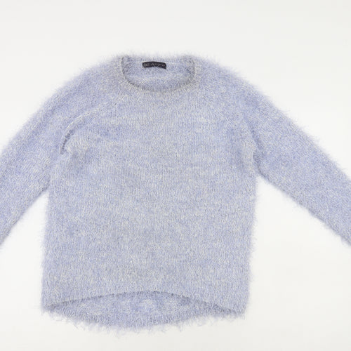 Marks and Spencer Womens Blue Round Neck Polyester Pullover Jumper Size 12