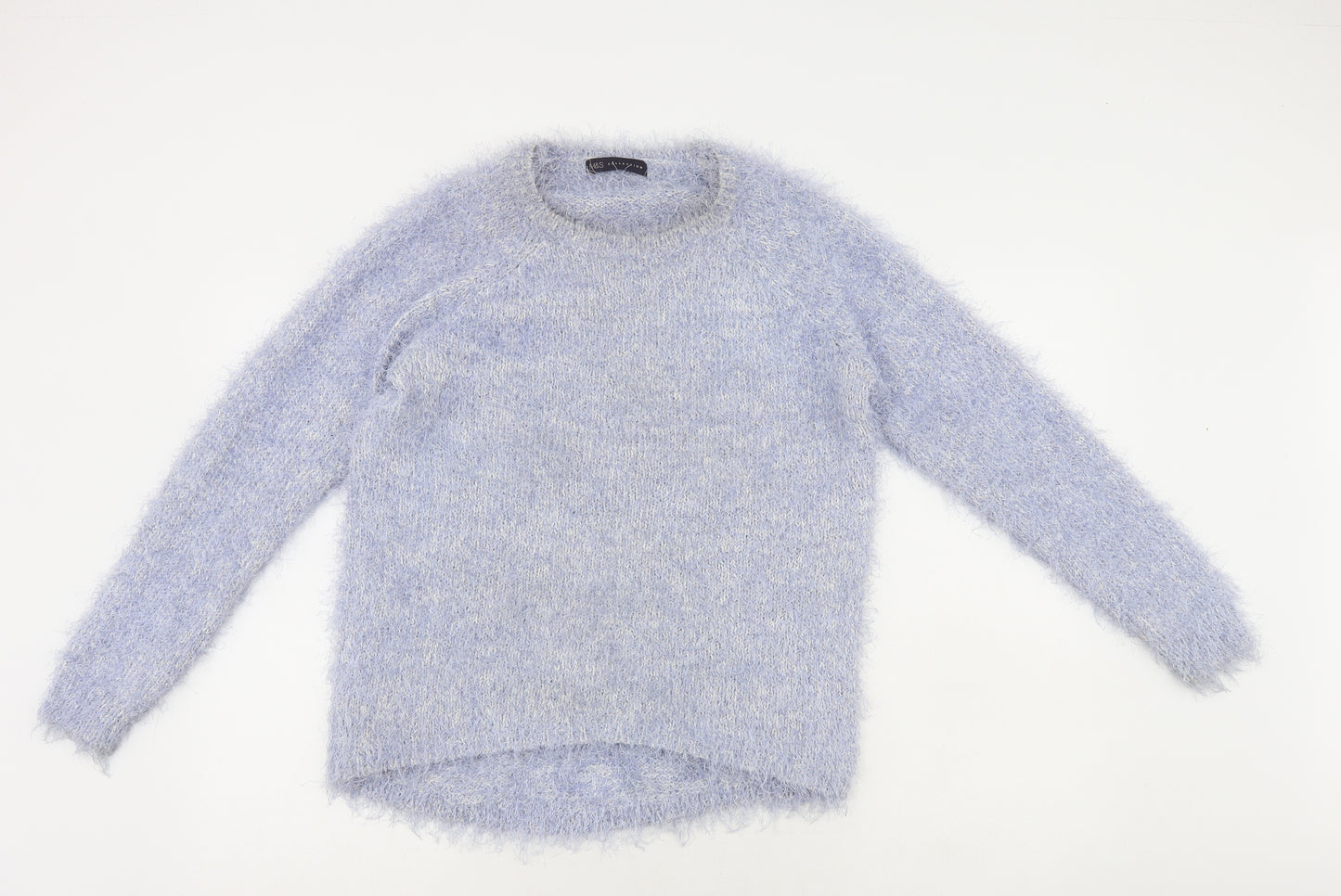 Marks and Spencer Womens Blue Round Neck Polyester Pullover Jumper Size 12