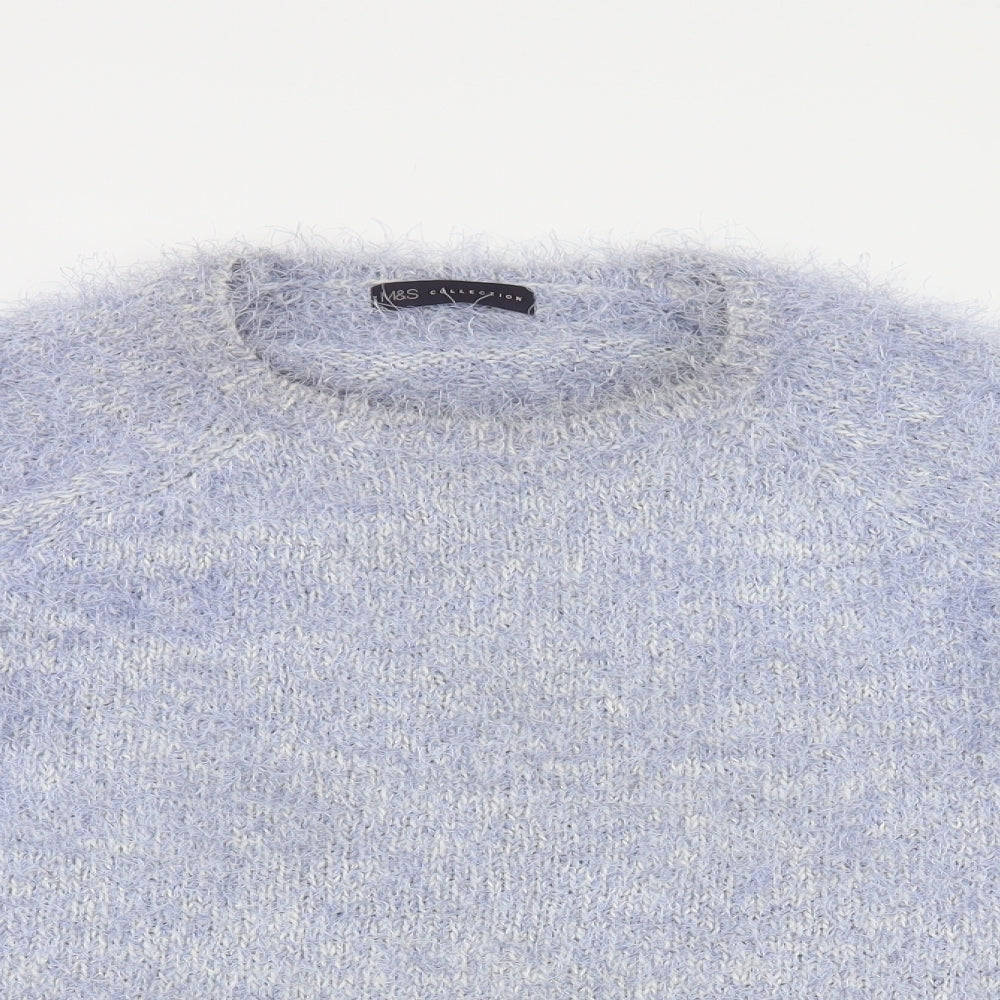 Marks and Spencer Womens Blue Round Neck Polyester Pullover Jumper Size 12
