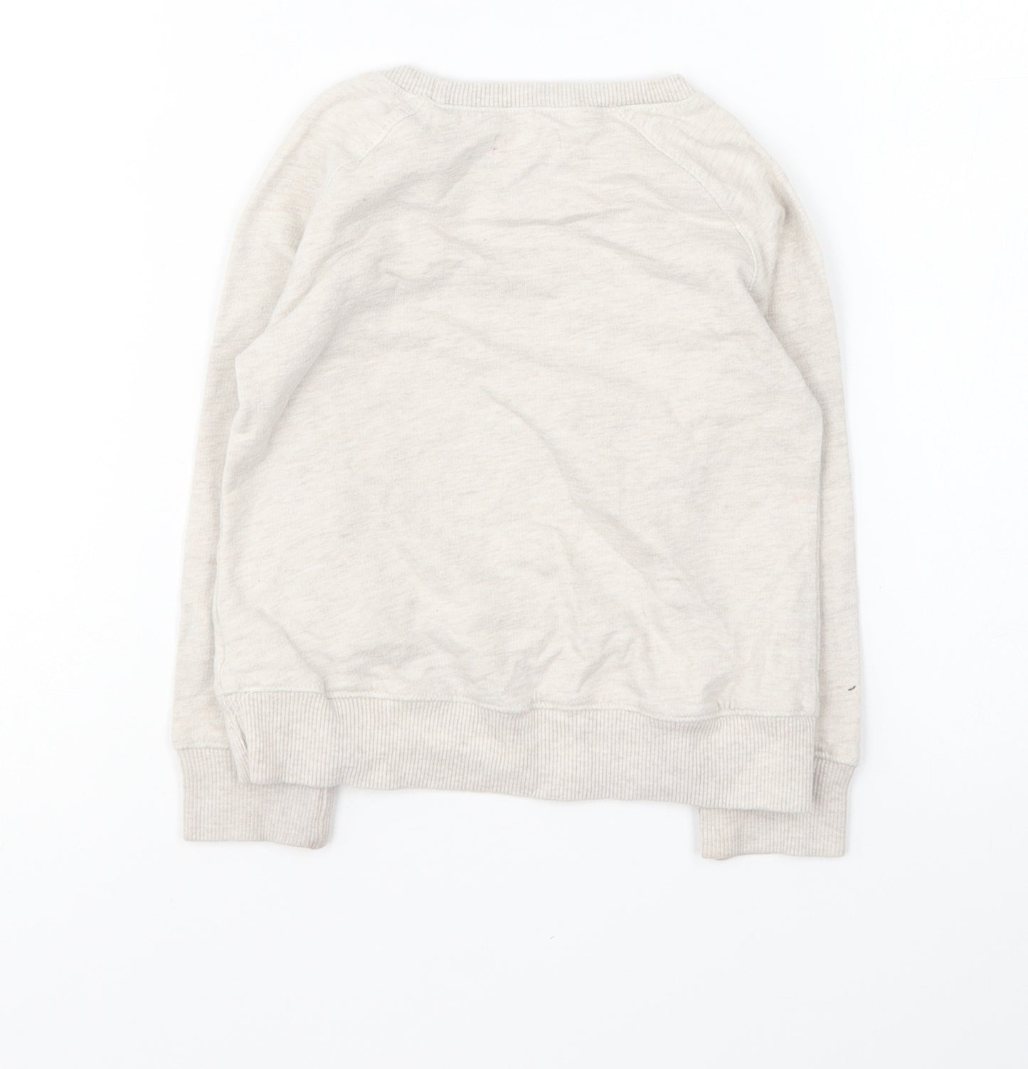 NEXT Girls Beige Round Neck Cotton Pullover Jumper Size 3-4 Years