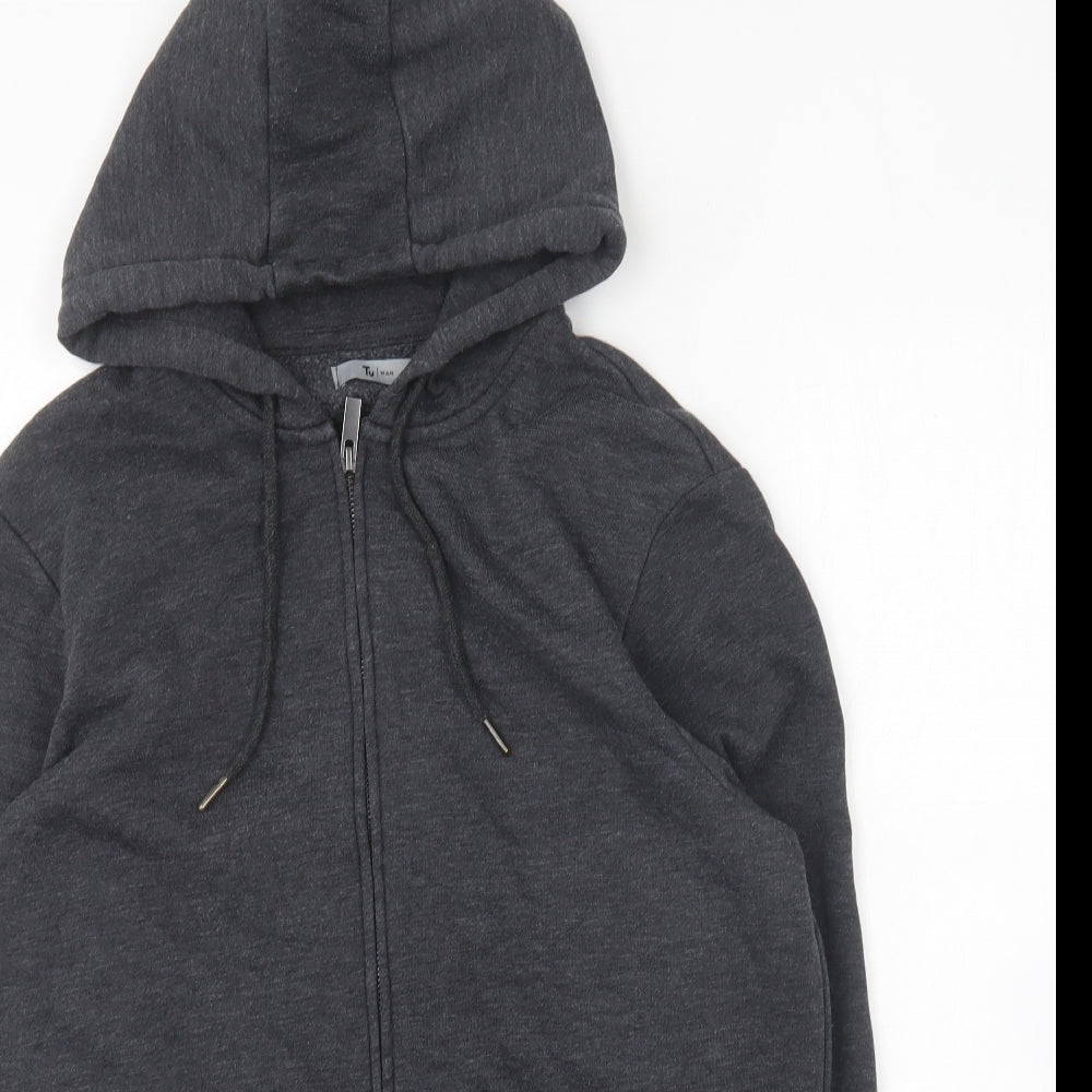 TU Mens Grey Cotton Full Zip Hoodie Size S