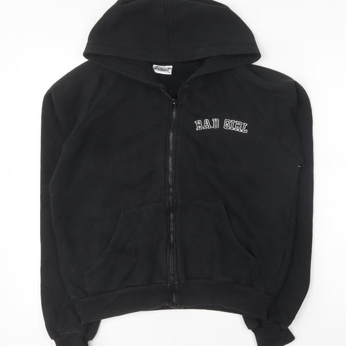 Select Womens Black Cotton Full Zip Hoodie Size 12