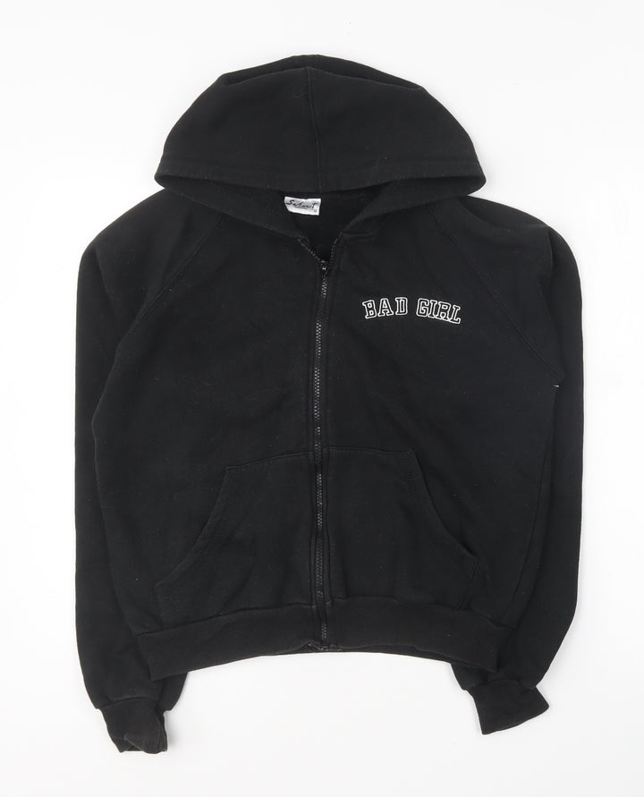 Select Womens Black Cotton Full Zip Hoodie Size 12