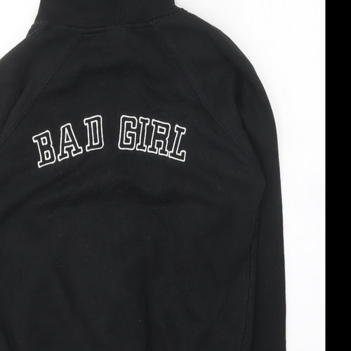 Select Womens Black Cotton Full Zip Hoodie Size 12
