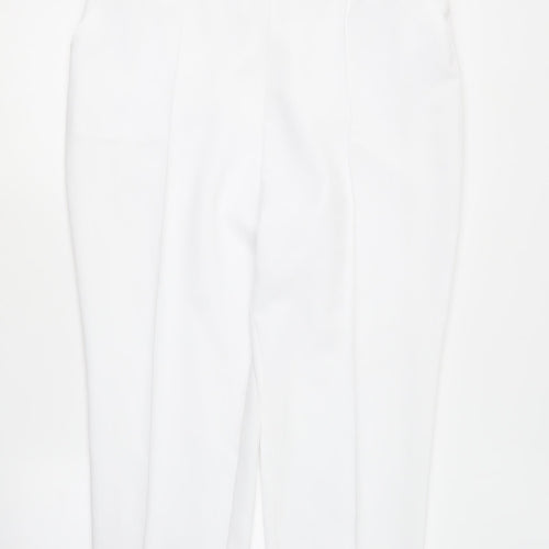 Marks and Spencer Womens White Polyester Trousers Size 18 L24 in Regular