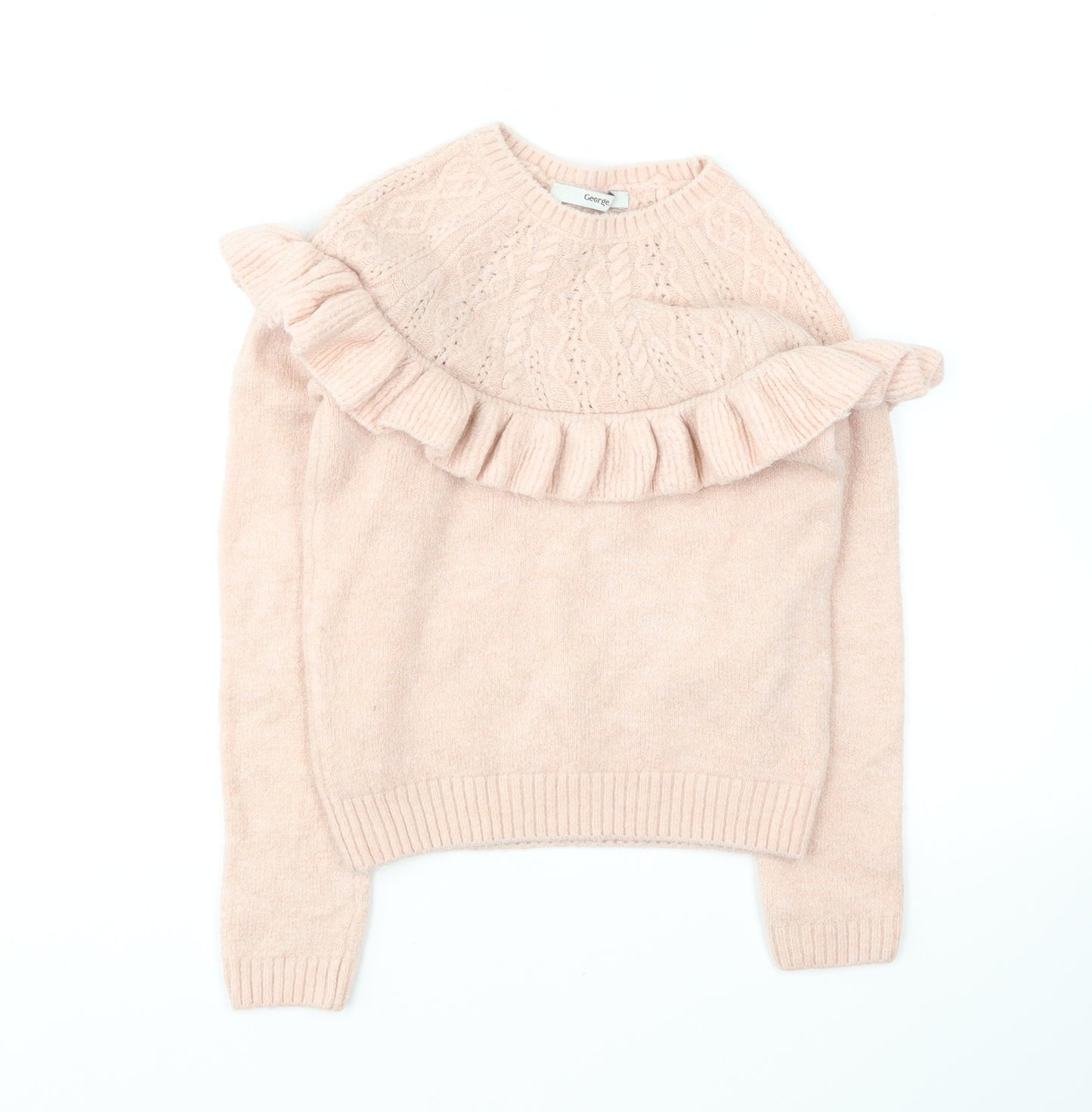 George Girls Pink Round Neck Acrylic Pullover Jumper Size 7-8 Years