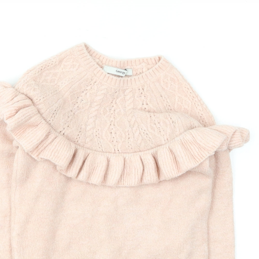 George Girls Pink Round Neck Acrylic Pullover Jumper Size 7-8 Years
