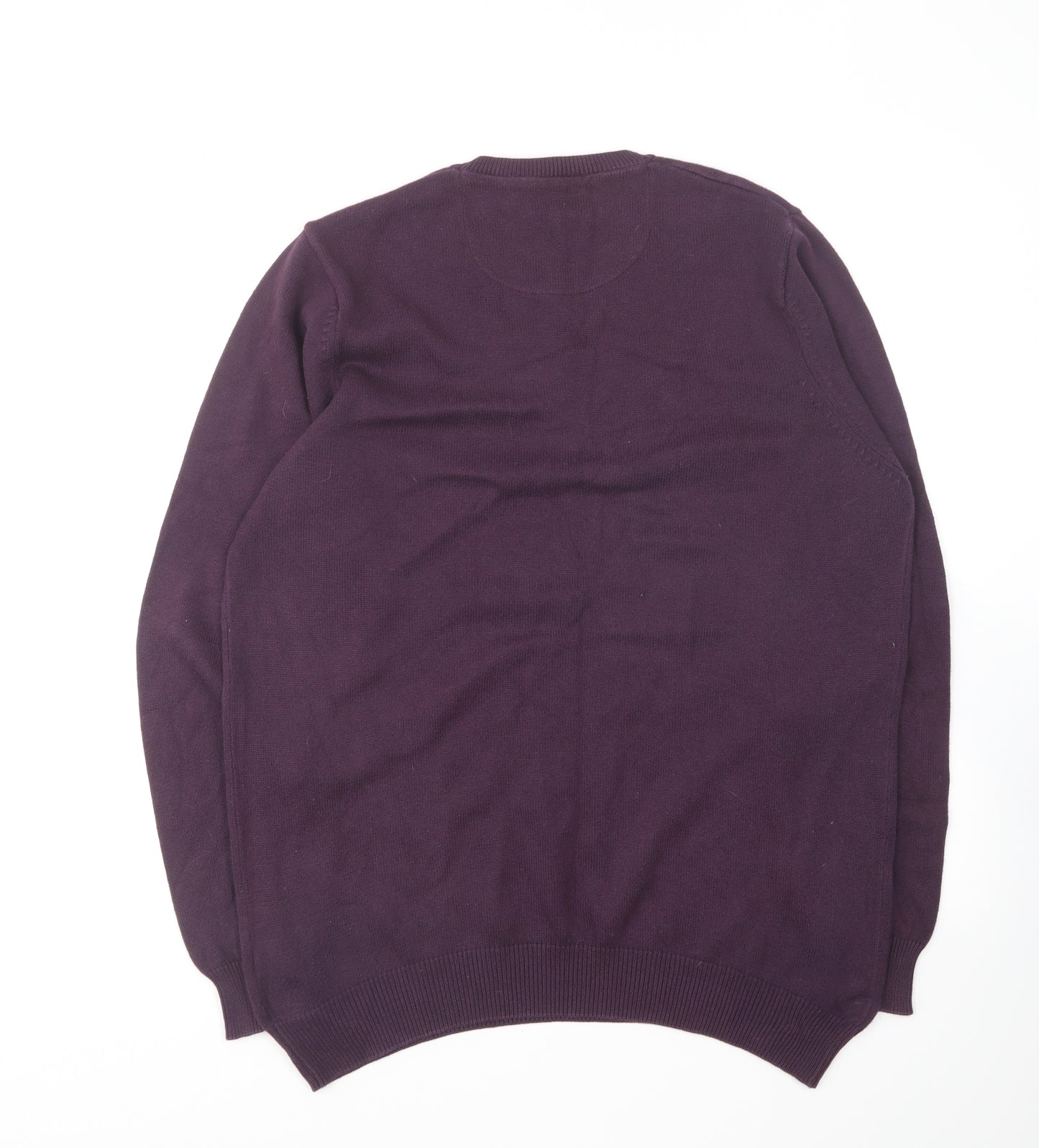Marks and Spencer Mens Purple Round Neck Cotton Pullover Jumper Size S