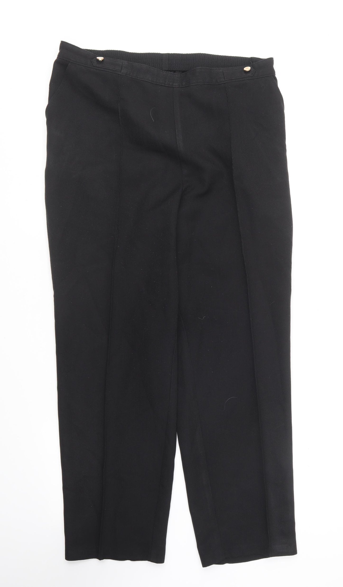 Marks and Spencer Womens Black Polyester Trousers Size 16 L27 in Regular