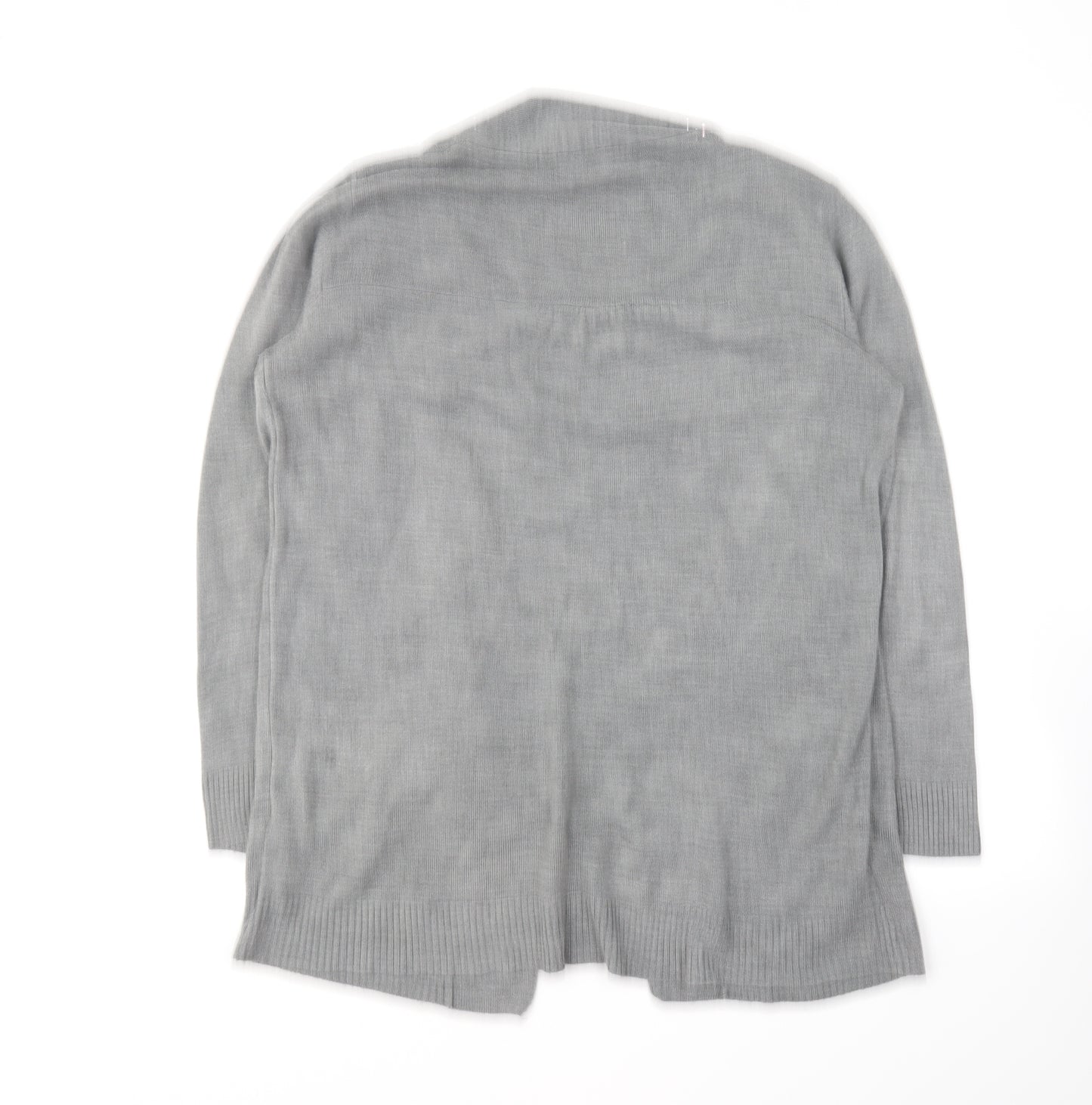 Cashmasoft Womens Grey Round Neck Acrylic Cardigan Jumper Size L