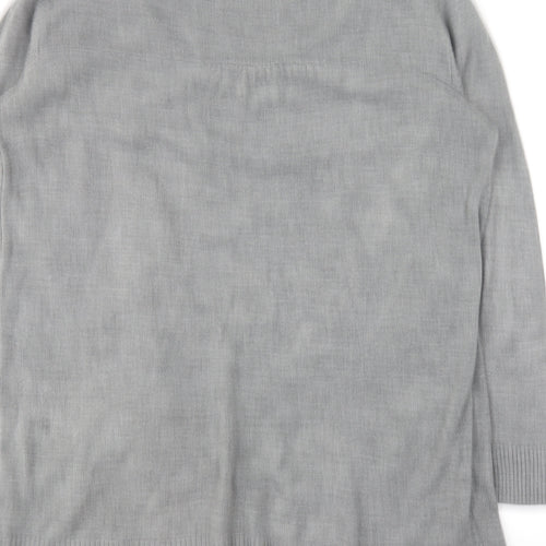 Cashmasoft Womens Grey Round Neck Acrylic Cardigan Jumper Size L