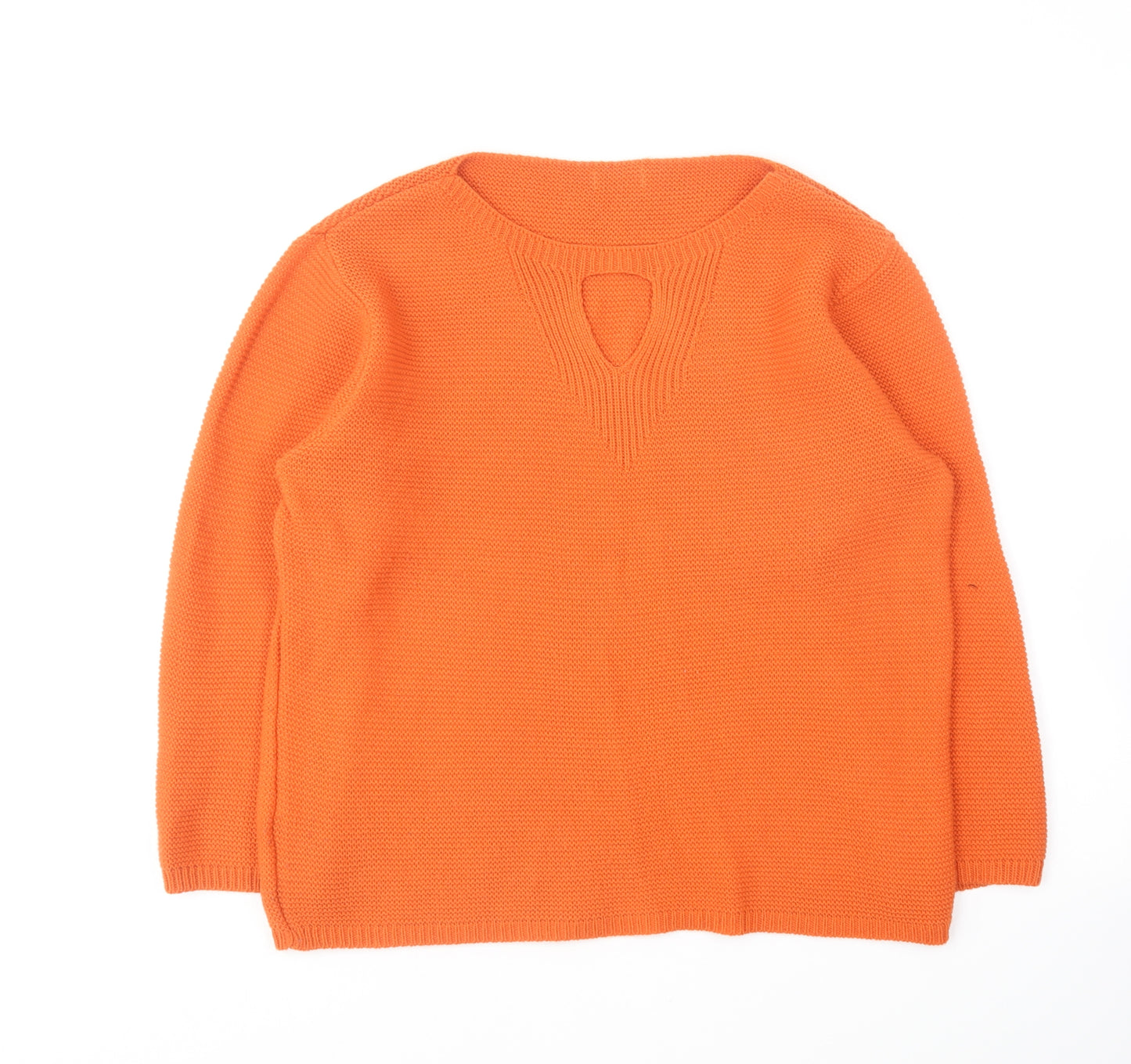 Preworn Womens Orange Round Neck Acrylic Pullover Jumper Size 16