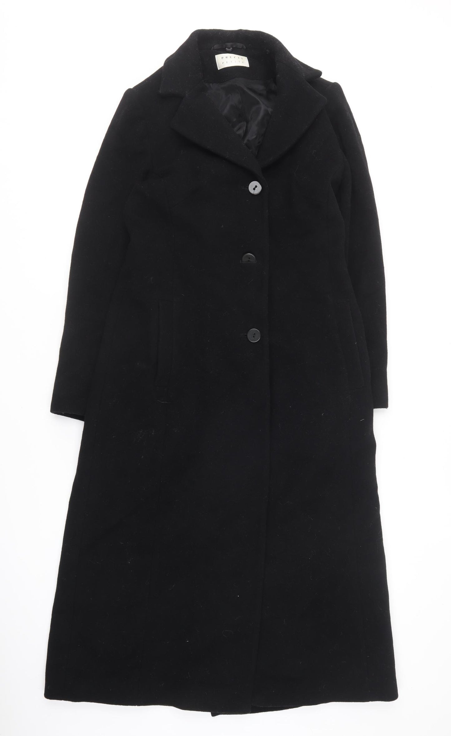 Precis Womens Black Overcoat Coat Size 8