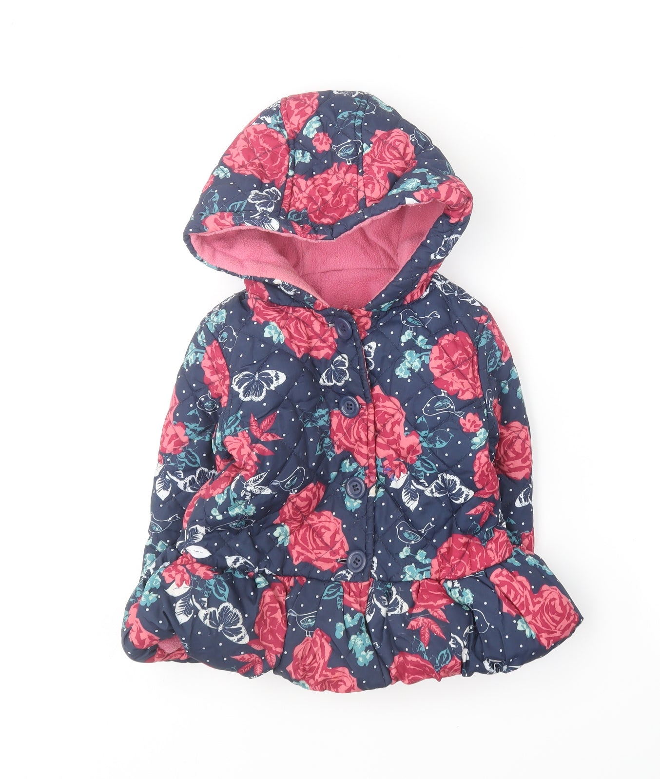 Nutmeg Girls Multicoloured Floral Puffer Jacket Coat Size 18-24 Months