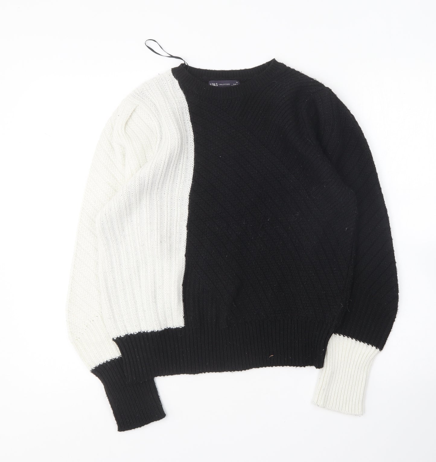 Marks and Spencer Womens Black Round Neck Polyester Pullover Jumper Size 14