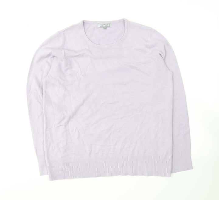 Debenhams Womens Purple Round Neck Acrylic Pullover Jumper Size 16