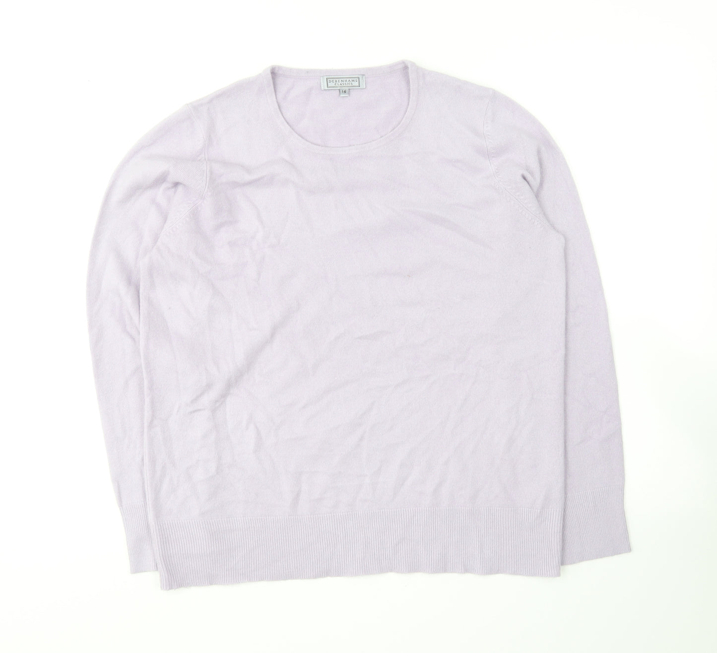 Debenhams Womens Purple Round Neck Acrylic Pullover Jumper Size 16