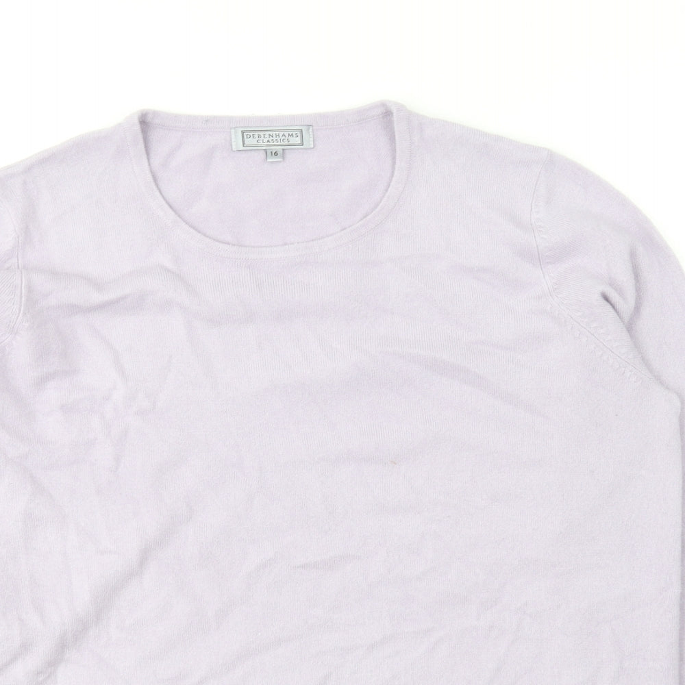 Debenhams Womens Purple Round Neck Acrylic Pullover Jumper Size 16