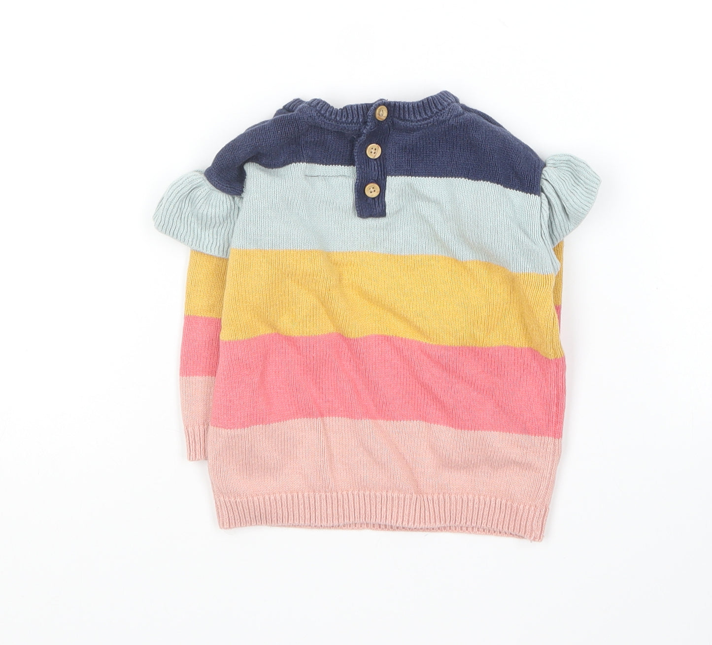 F&F Girls Multicoloured Cotton Pullover Jumper Size 9-12 Months