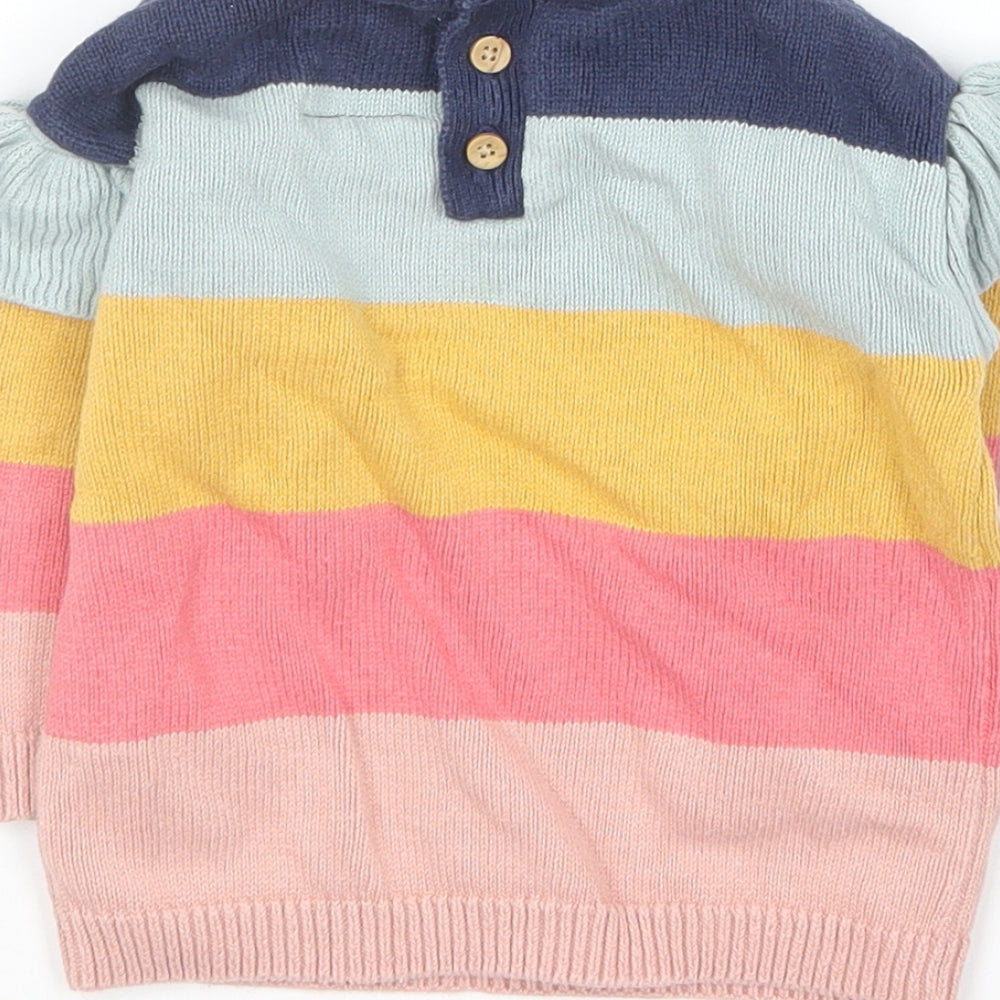 F&F Girls Multicoloured Cotton Pullover Jumper Size 9-12 Months