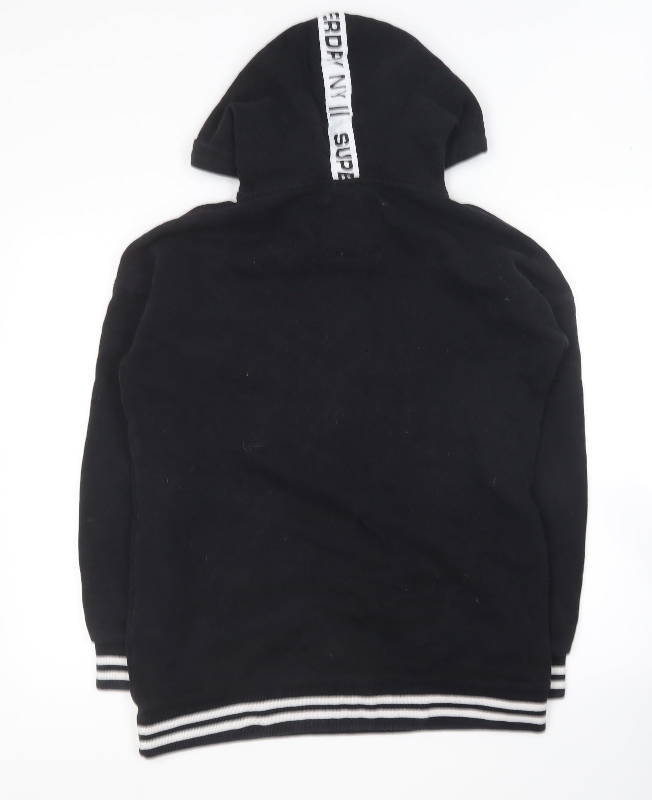 Superdry Womens Black Cotton Pullover Hoodie Size 12