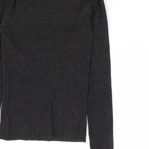 Bershka Womens Grey Round Neck Viscose Pullover Jumper Size M