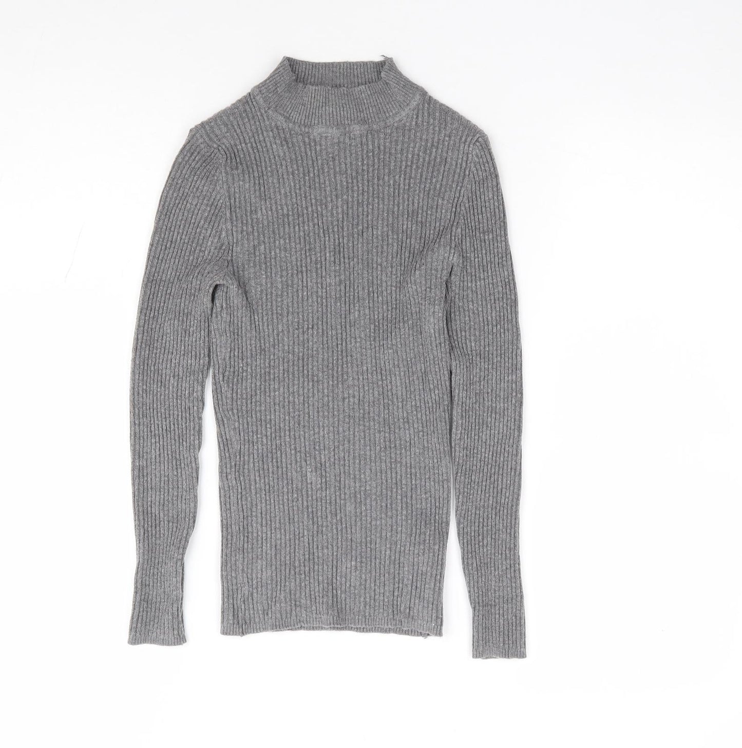 Primark Womens Grey Mock Neck Viscose Pullover Jumper Size S