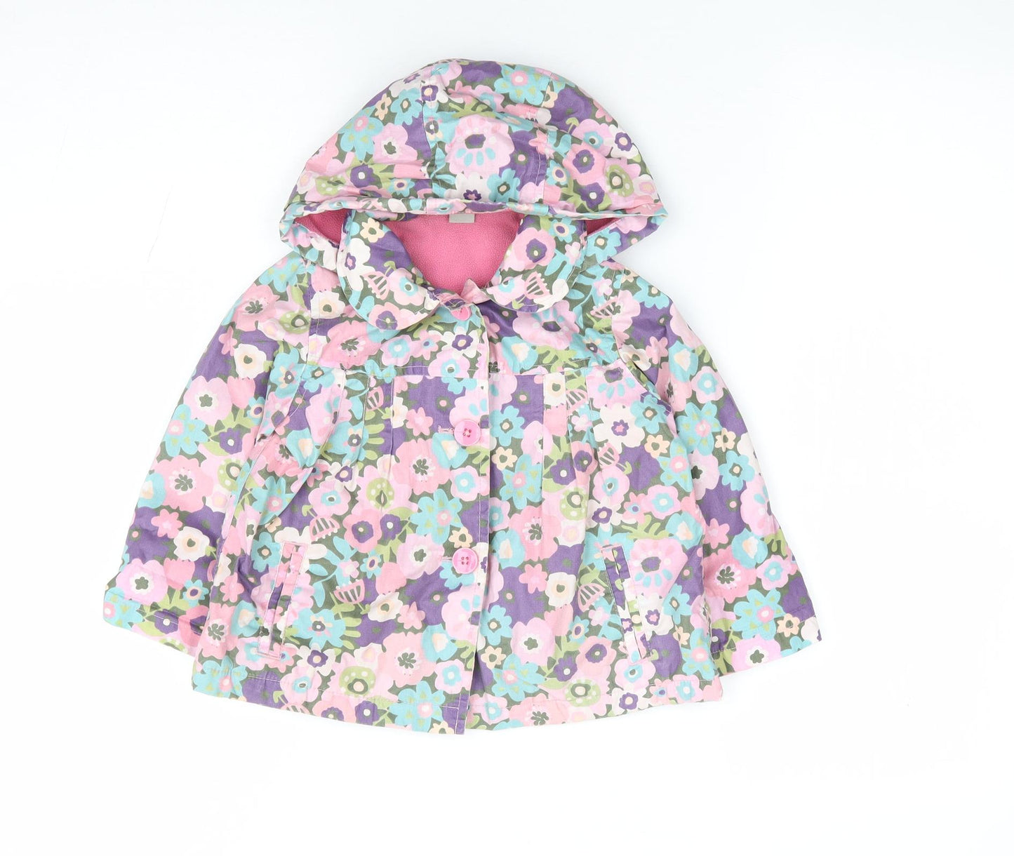 TU Girls Multicoloured Floral Jacket Coat Size 18-24 Months Button