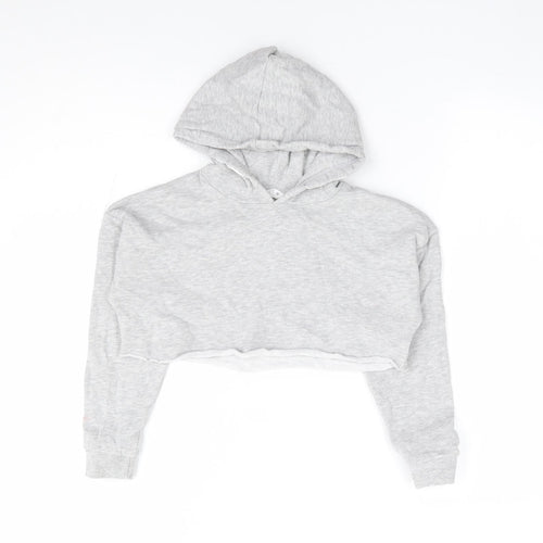 Matalan Girls Grey Cotton Pullover Hoodie Size 10 Years Pullover