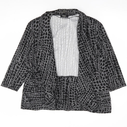 Klass Womens Black Geometric Jacket Blazer Size 18