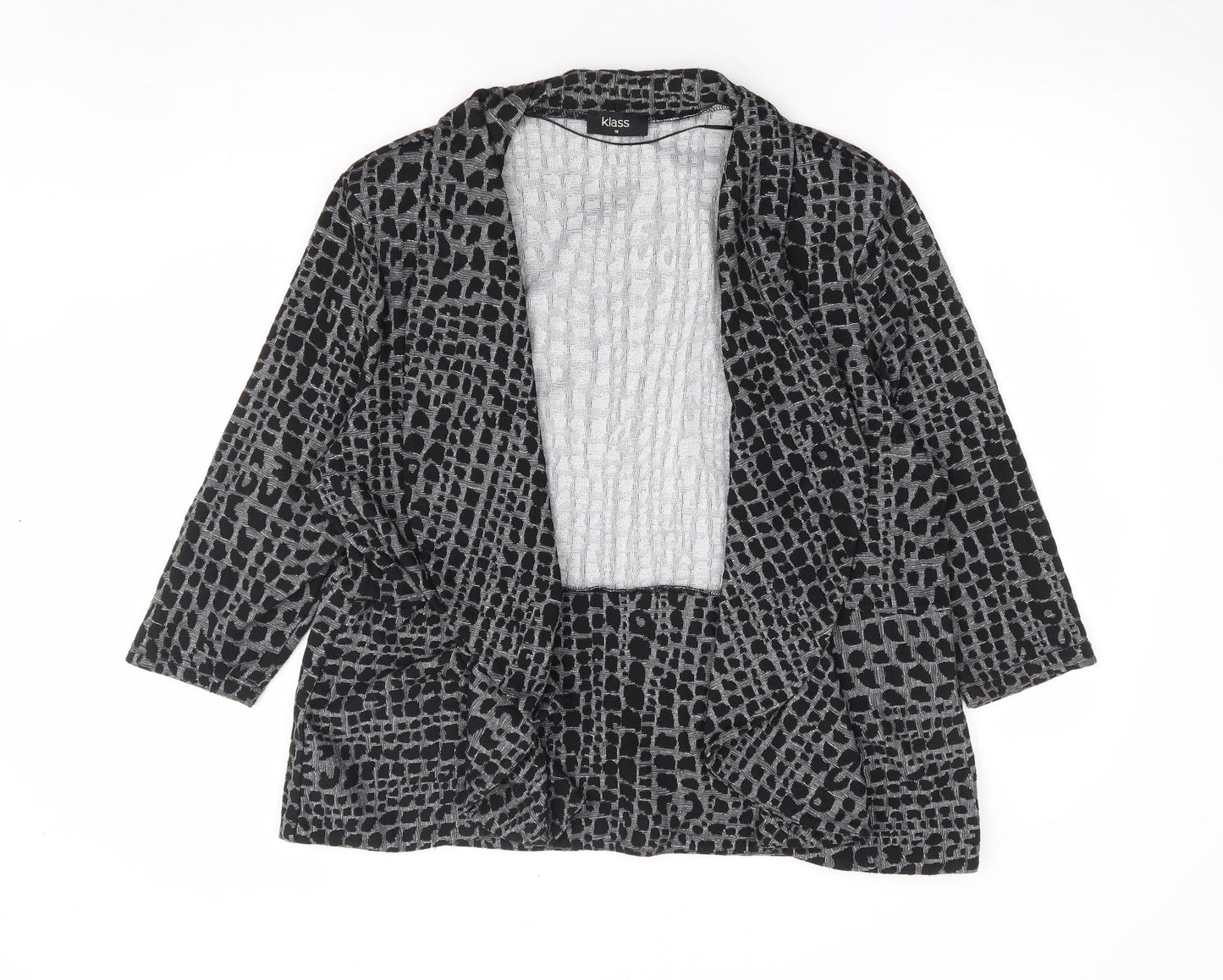 Klass Womens Black Geometric Jacket Blazer Size 18