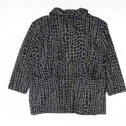 Klass Womens Black Geometric Jacket Blazer Size 18