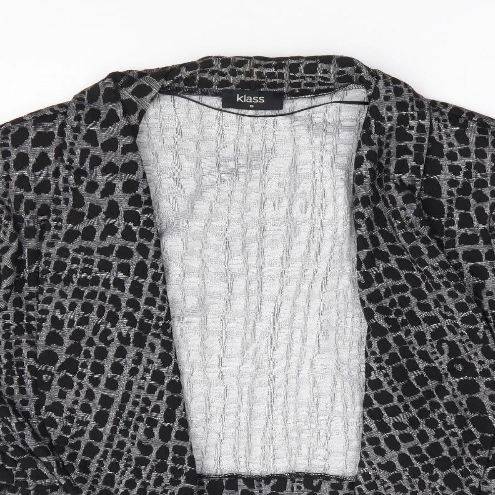 Klass Womens Black Geometric Jacket Blazer Size 18