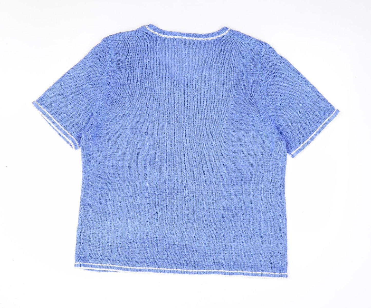 Bonmarché Womens Blue V-Neck Acrylic Pullover Jumper Size XL