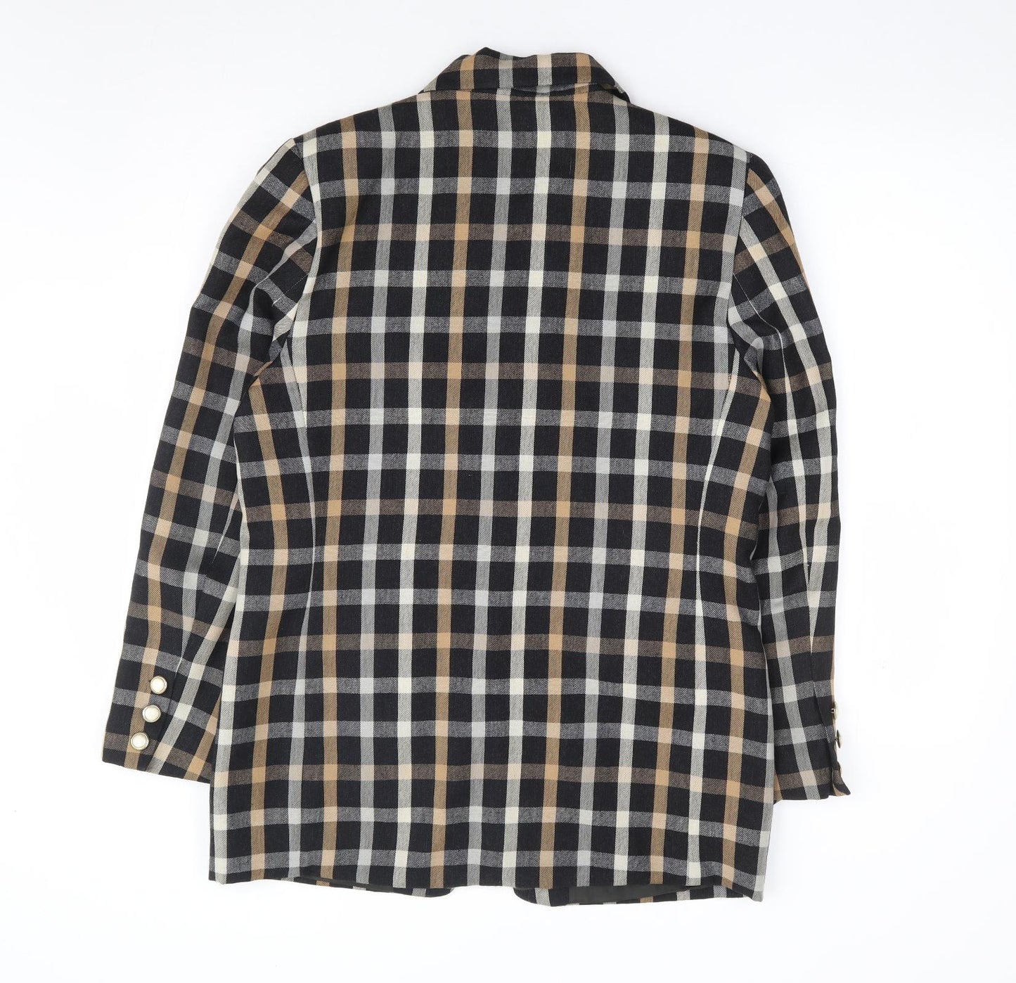 Barucci Womens Beige Check Wool Jacket Suit Jacket Size 12