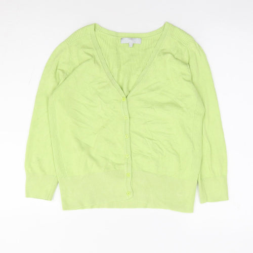 Red Herring Womens Green V-Neck Viscose Cardigan Jumper Size 12