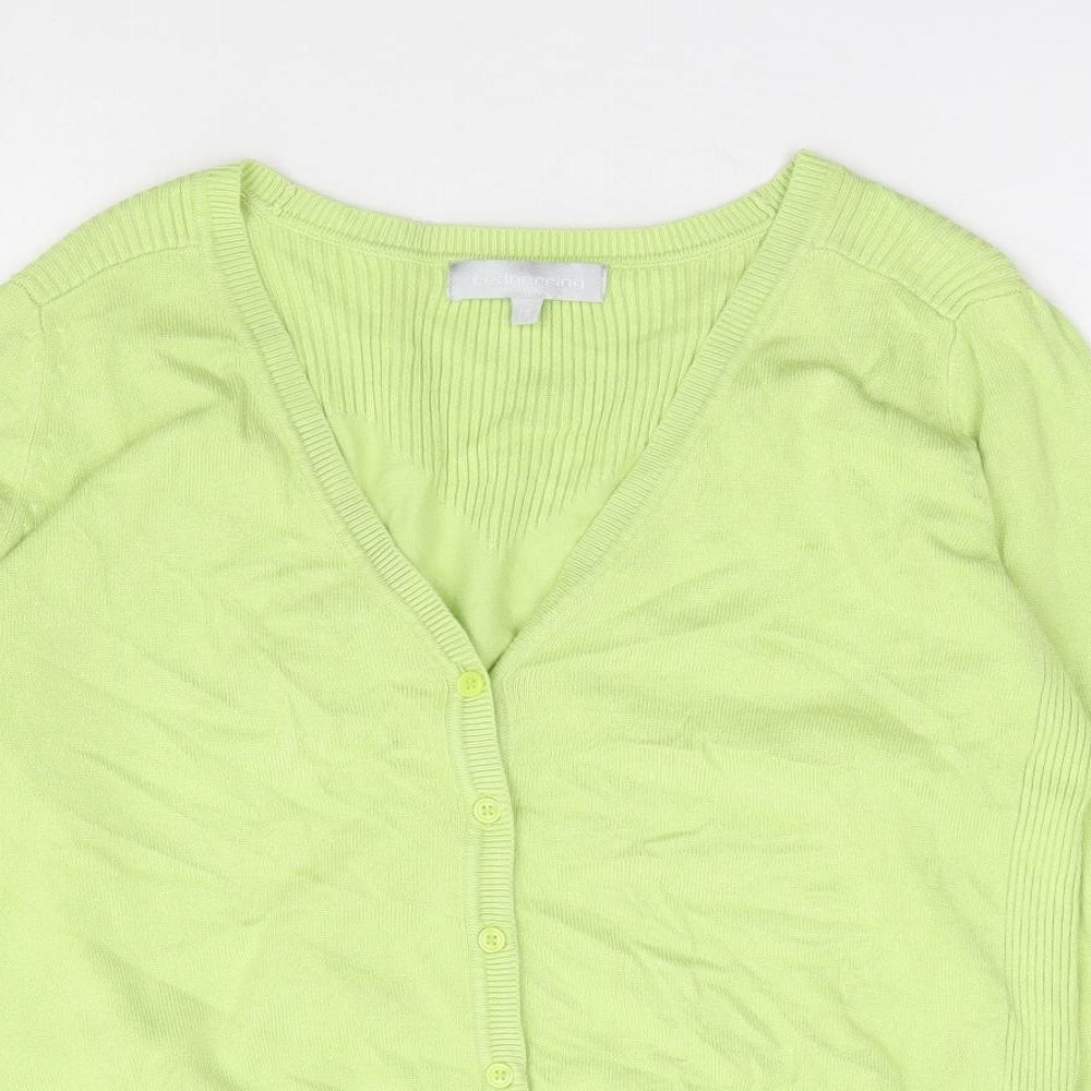 Red Herring Womens Green V-Neck Viscose Cardigan Jumper Size 12