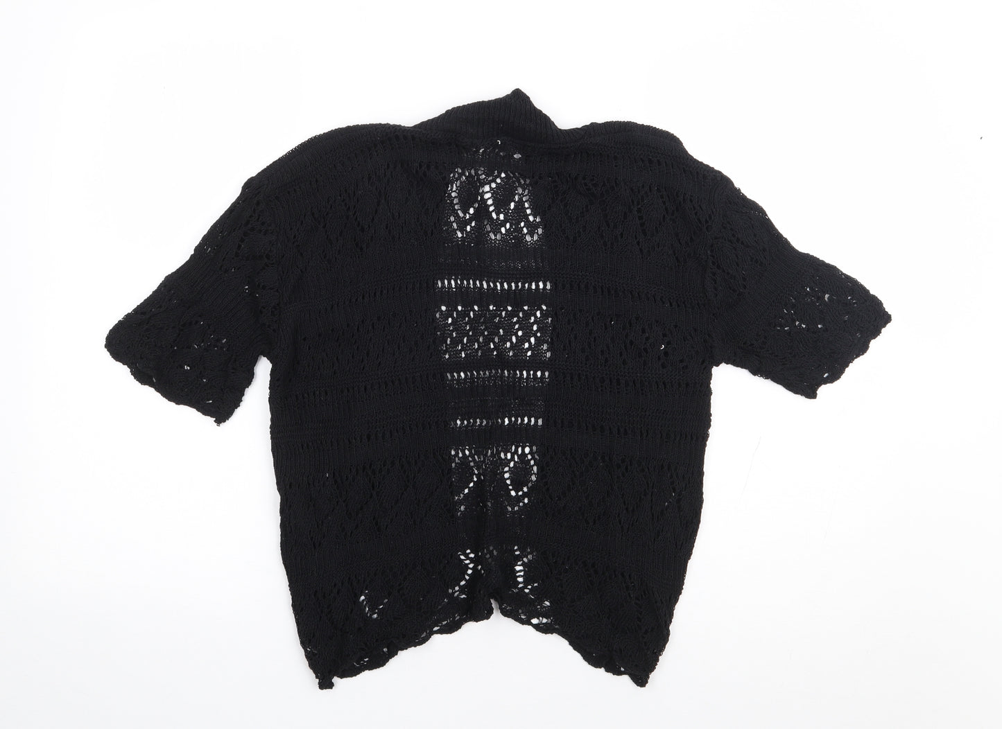 Bina Womens Black V-Neck Acrylic Shrug Jumper Size S