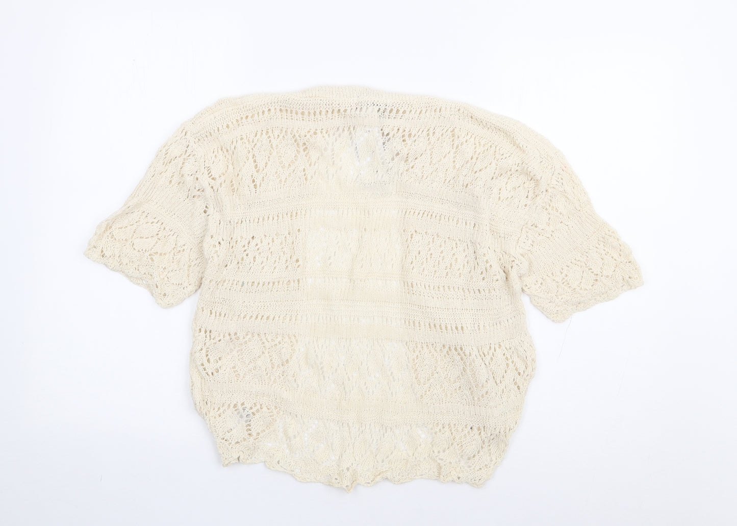 Bina Womens Ivory V-Neck Acrylic Shrug Jumper Size S