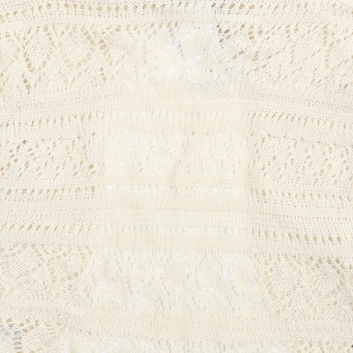 Bina Womens Ivory V-Neck Acrylic Shrug Jumper Size S