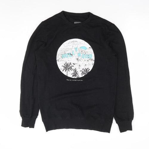 Pull & Bear Womens Black Cotton Pullover Sweatshirt Size S Pullover