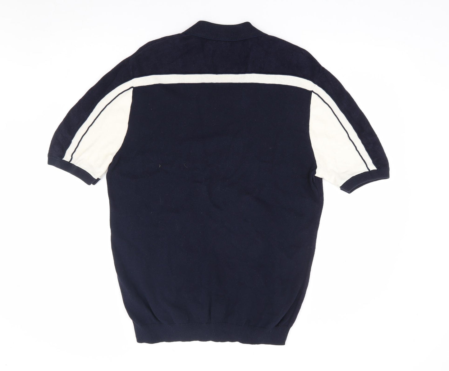 Reiss Mens Blue Cotton Polo Size XL Collared Pullover