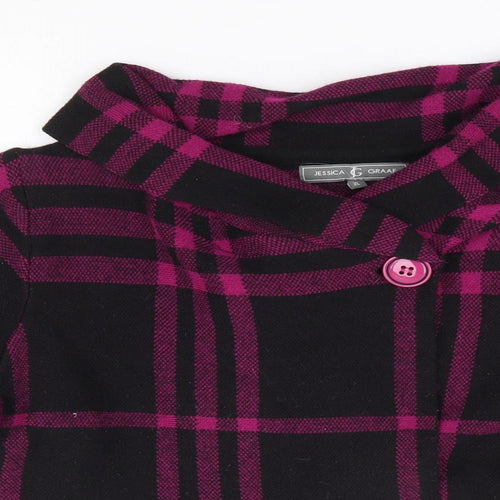 Jessica Grace Womens Pink Plaid Jacket Coatigan Size XL Button